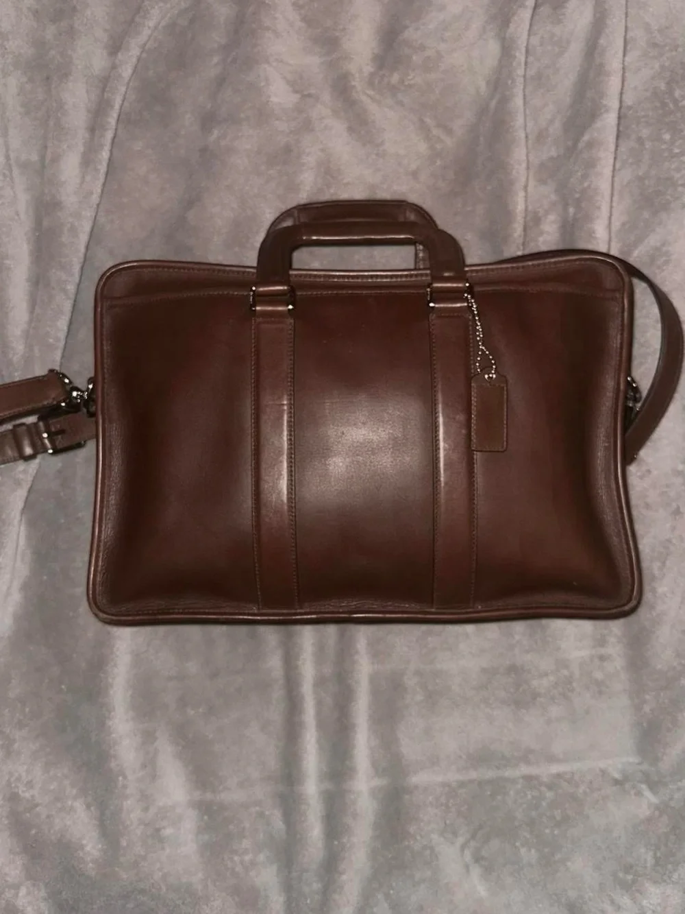 Coach Brown Leather Briefcase with Detachable Strap